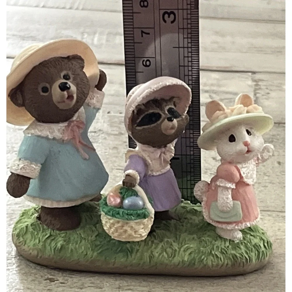 Hallmark 1990 Tender Touches Bear, Raccoon, Bunny, Have an Easter Parade of Fun!